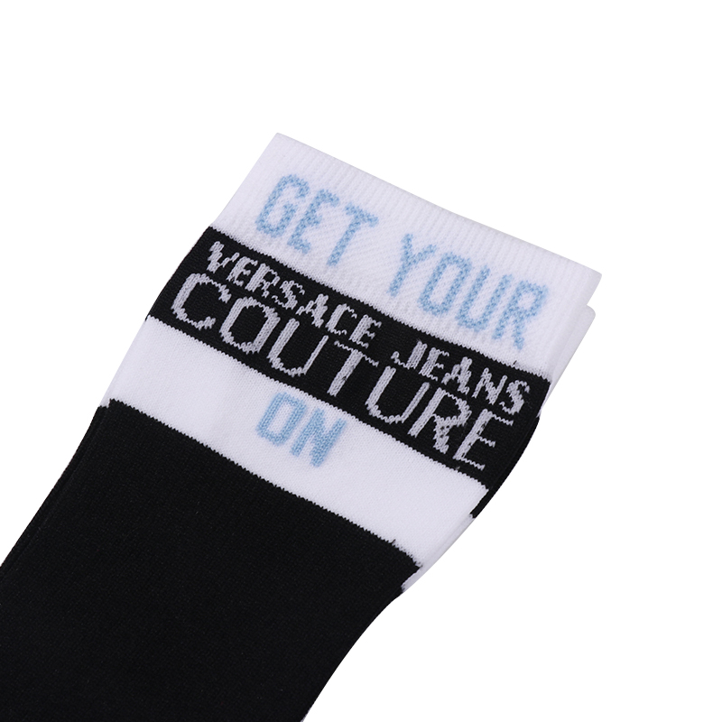 versace范思哲袜子男女士中筒袜纯棉高帮防滑打底袜长筒混纺logo中筒