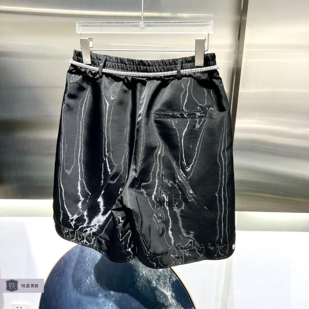 音同款】fyc潮流男装工作室kb22款fyc定制流光面料钻绳潮流短裤 铁益