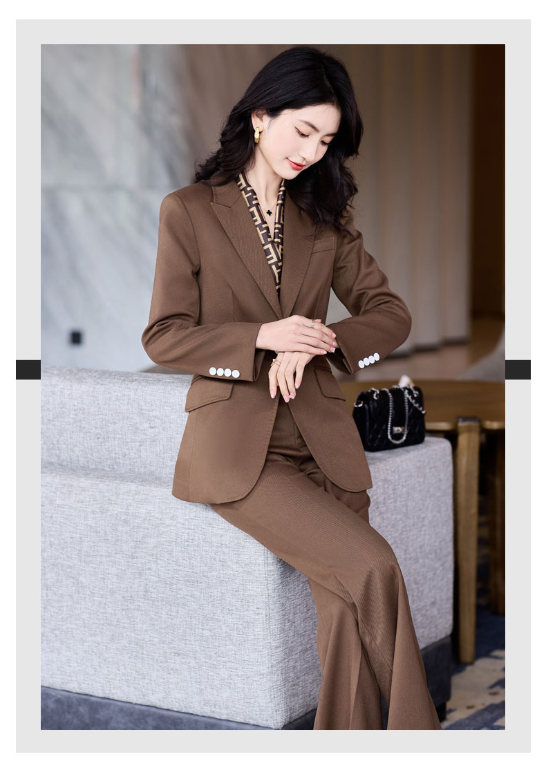 菲伊斯莉品牌咖色西装外套女春秋2022年新款时尚职业气质休闲感正装