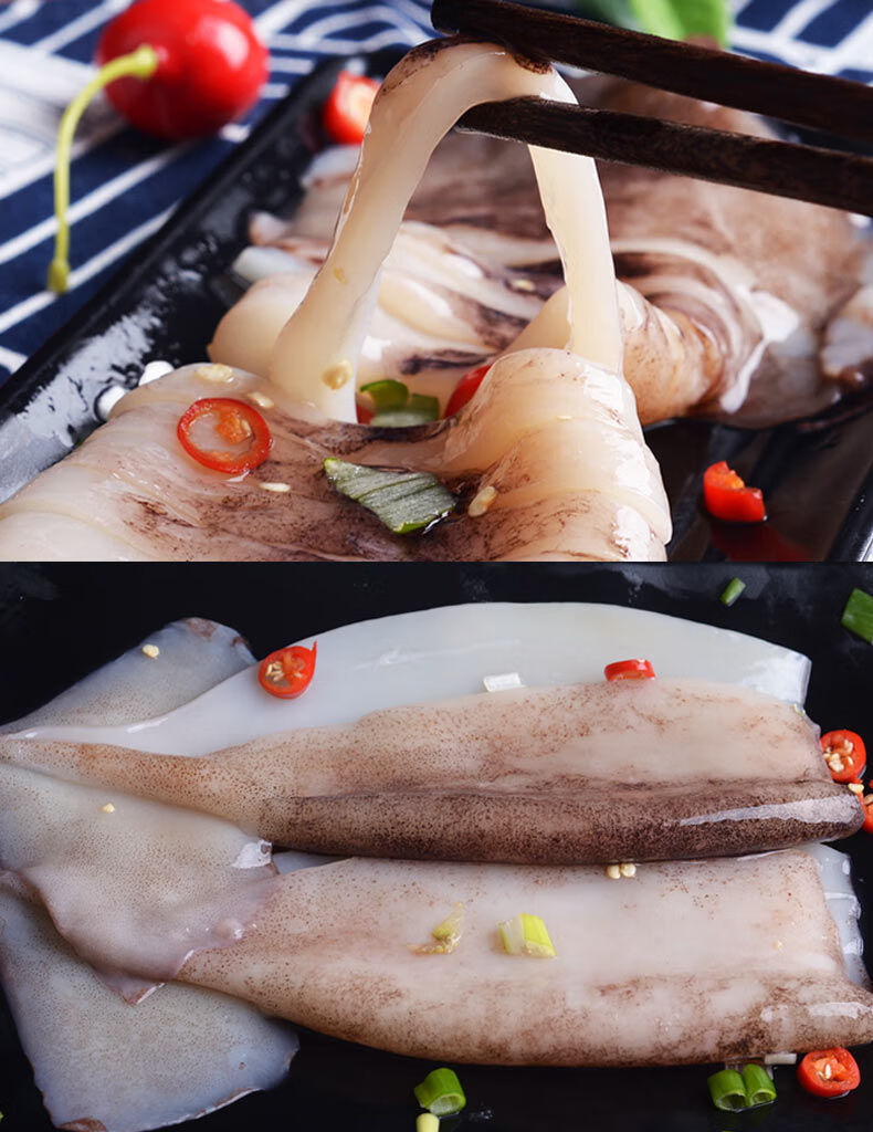 海捕鱿鱼片鱿鱼海鲜大尤鱼须筒鱿鱼圈火锅食材冰鲜水产现切鱿鱼片5斤