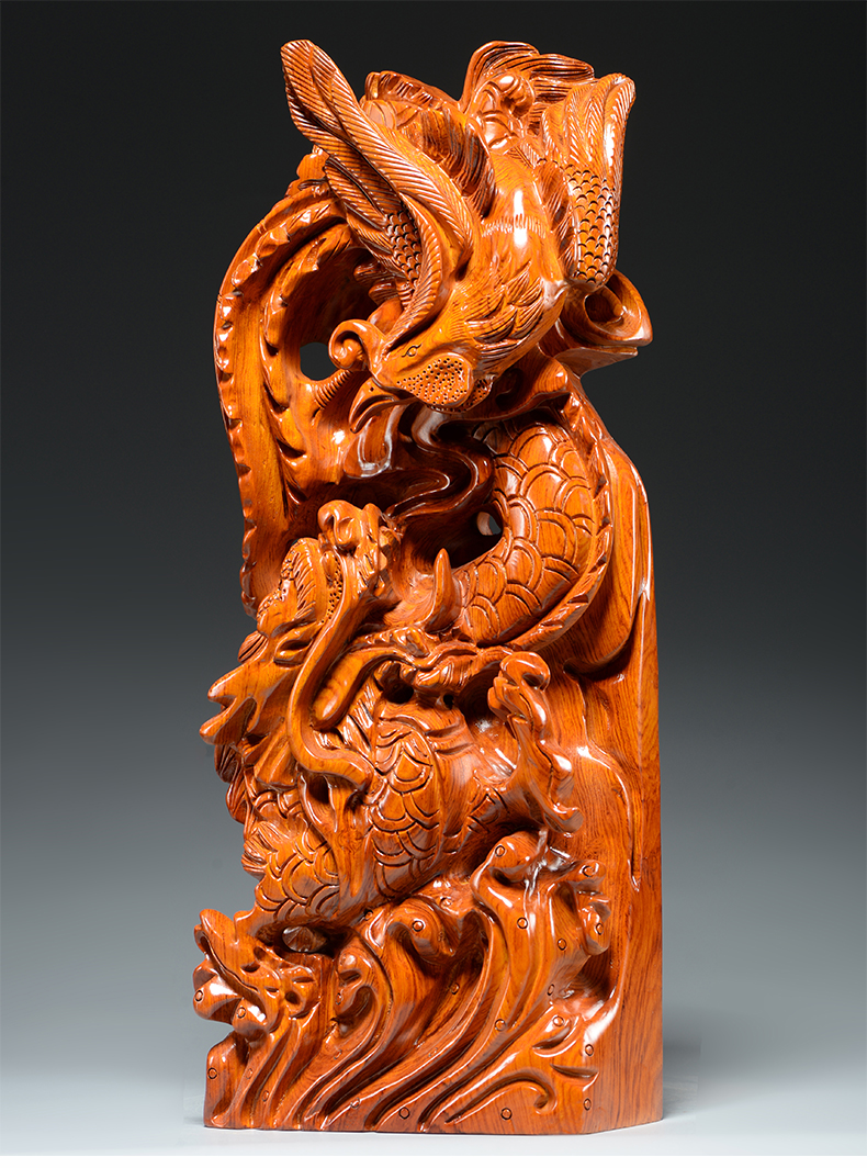 秋日年轮实木红木摆件新店公司开业乔迁之喜礼品办公室老板总经理桌博