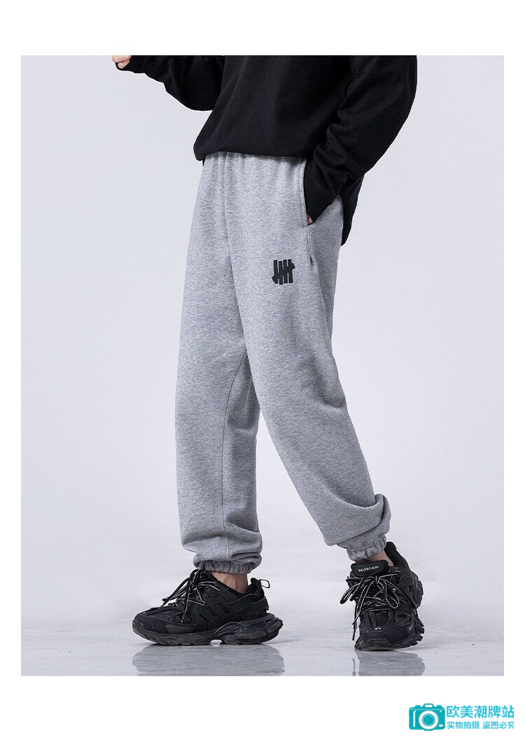 undefeated卫裤男不败五道杠流行渐变纯棉宽松休闲运动加厚束脚裤渐变