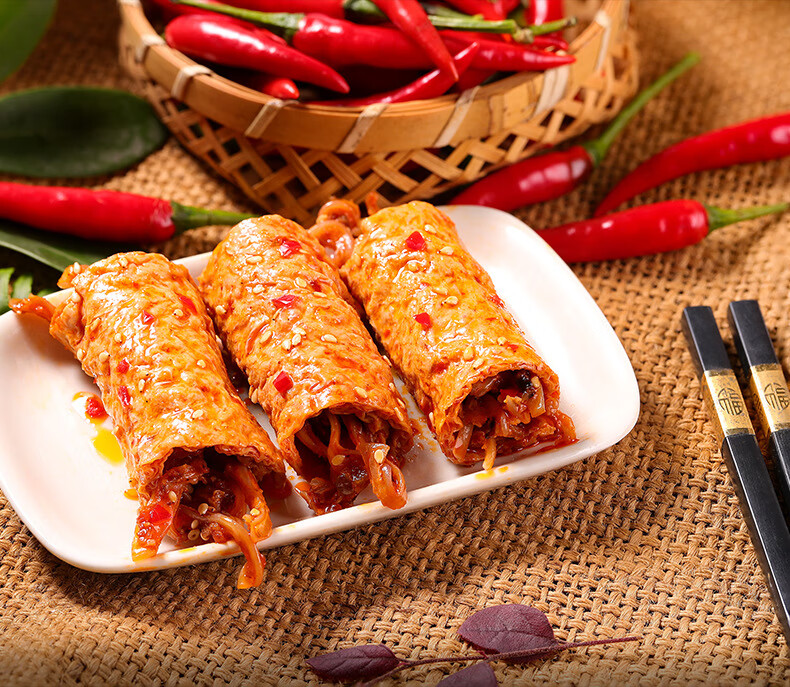 渔米之湘脆皮鱼卷肠卷笋卷肉卷零食小吃湖南特产香辣休闲食品 脆皮