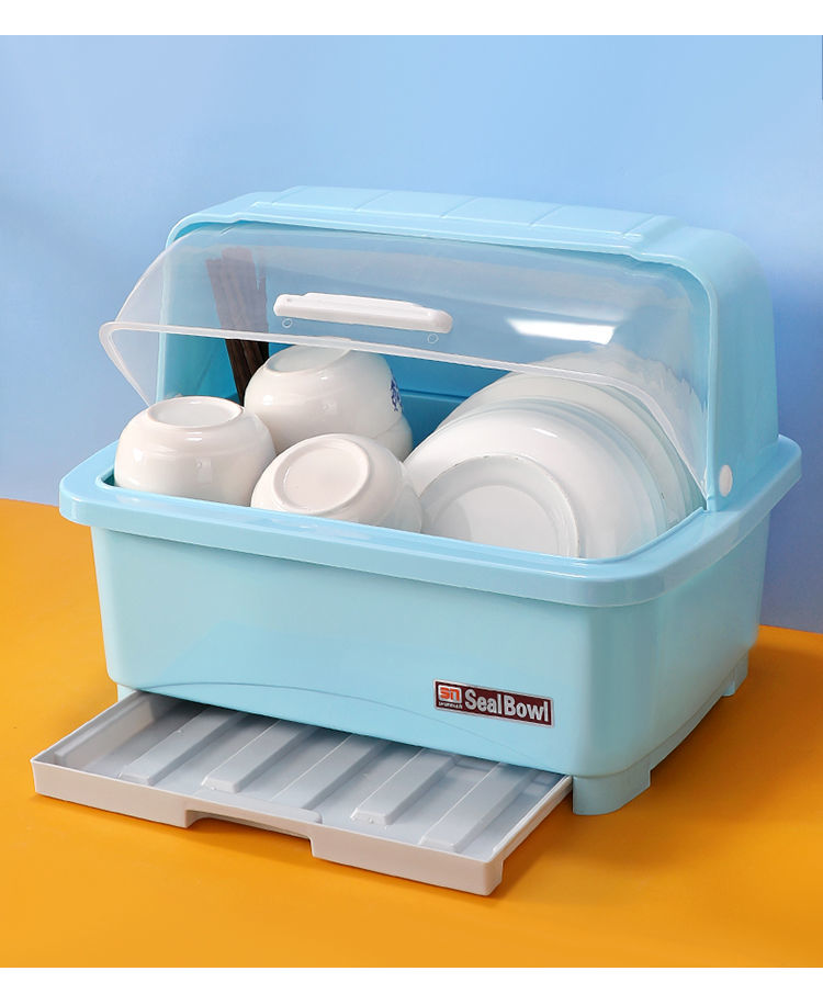 新款塑料碗柜厨房沥水碗架放碗碟架带盖碗筷餐具收纳盒碗盘置物架北欧