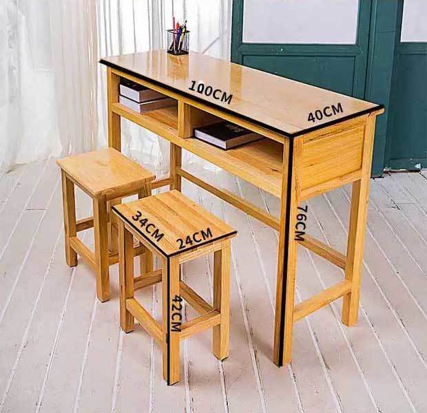 依威欢全实木双人课桌椅培训辅导班家用中小学校学习写字环保木书桌