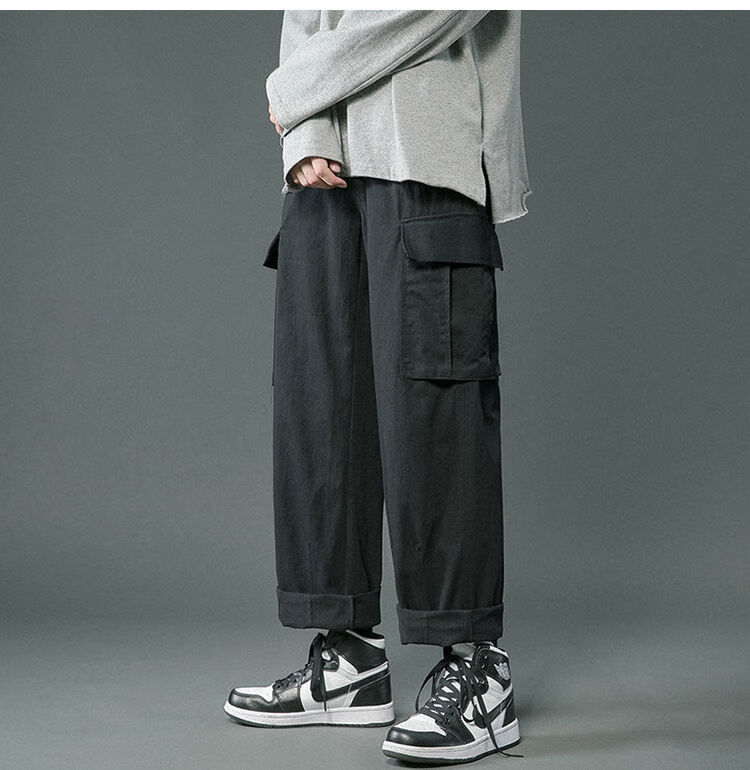 啄木鸟男装秋冬季裤子潮直筒宽松新款工装裤加绒休闲港风男士冬装百搭