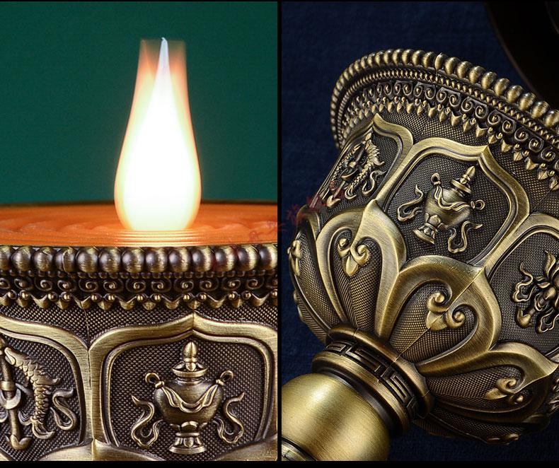 火转转经轮 led充电酥油灯燃灯 西藏电动转经筒家居供奉佛具摆件 古