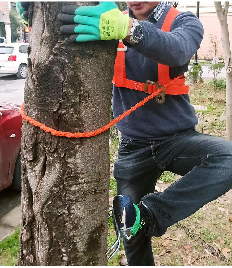 爬树 脚扎子加强版防滑上树鞋猫爪不锈钢上树马蜂工具 爬树工具绑带