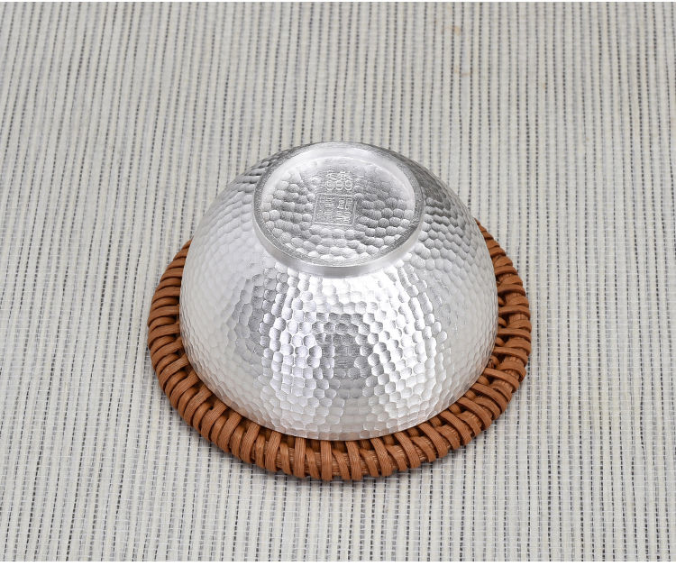 高品质精细锤纹纯手工银杯子999纯银小茶杯中等容量纯银功夫茶碗 大号