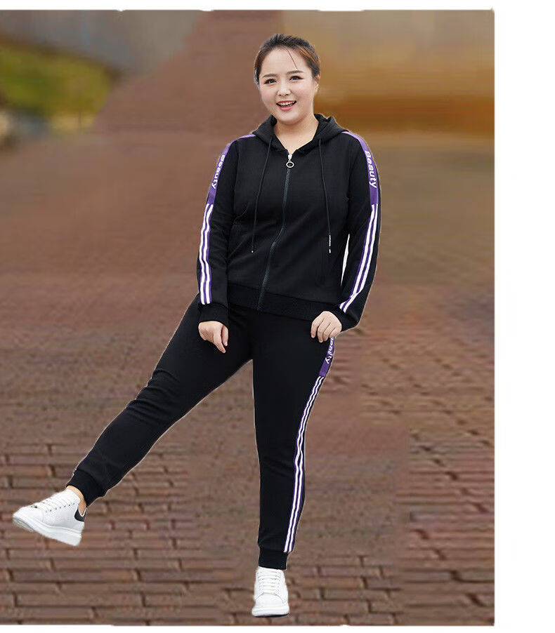 胖mm300宽松休闲服加肥加大两件套连帽运动套装不加绒xl建议115135斤