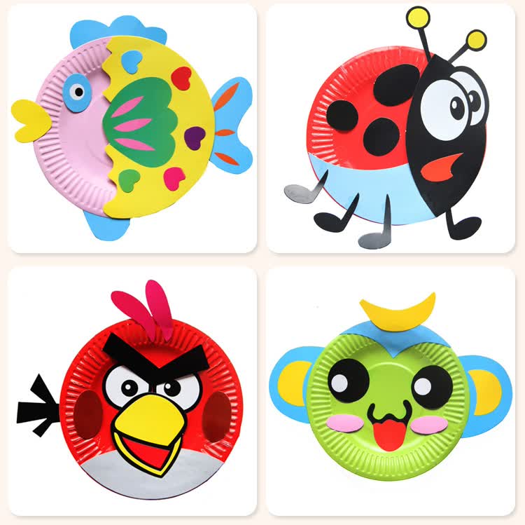 手工贴画儿童diy手工制作纸盘子画幼儿园宝宝创意diy粘贴美术材料包