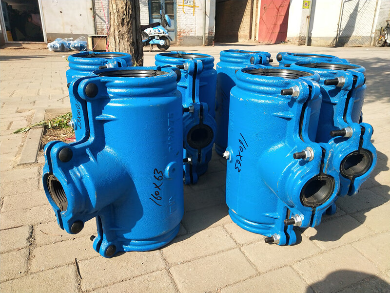 铸铁分水哈夫节水管堵漏器正三通补漏卡子变径三通快速接头抢修接dn40