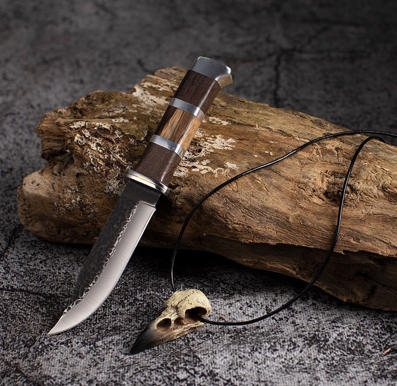 内蒙手工小刀锻打扒肉复古刀水果刀户外小刀440c内蒙古烛直刀小刀含尼