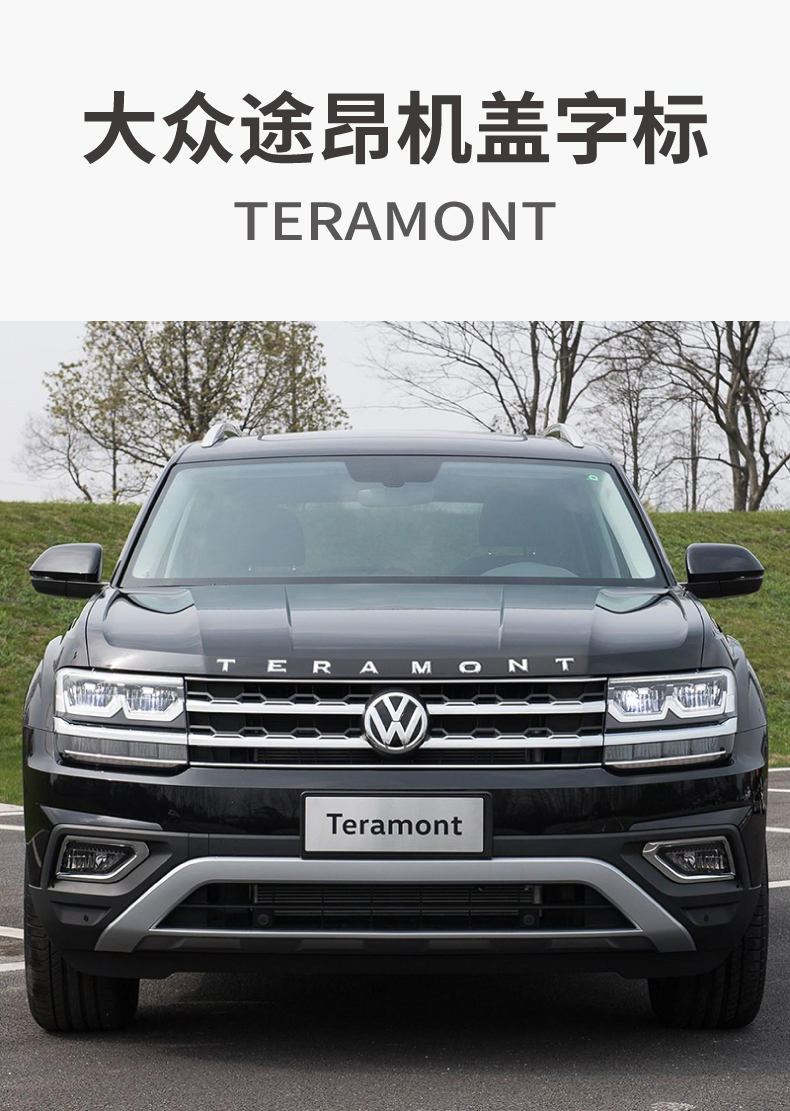 适用于大众途昂车标前机盖teramont字母标车头前脸标志装饰贴标改装