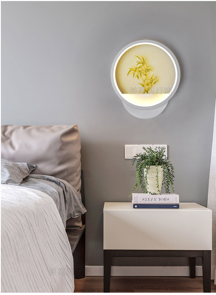 壁灯led房间卧室床头柜墙灯带开关简约现代过道玄关客厅电视背景 菱形