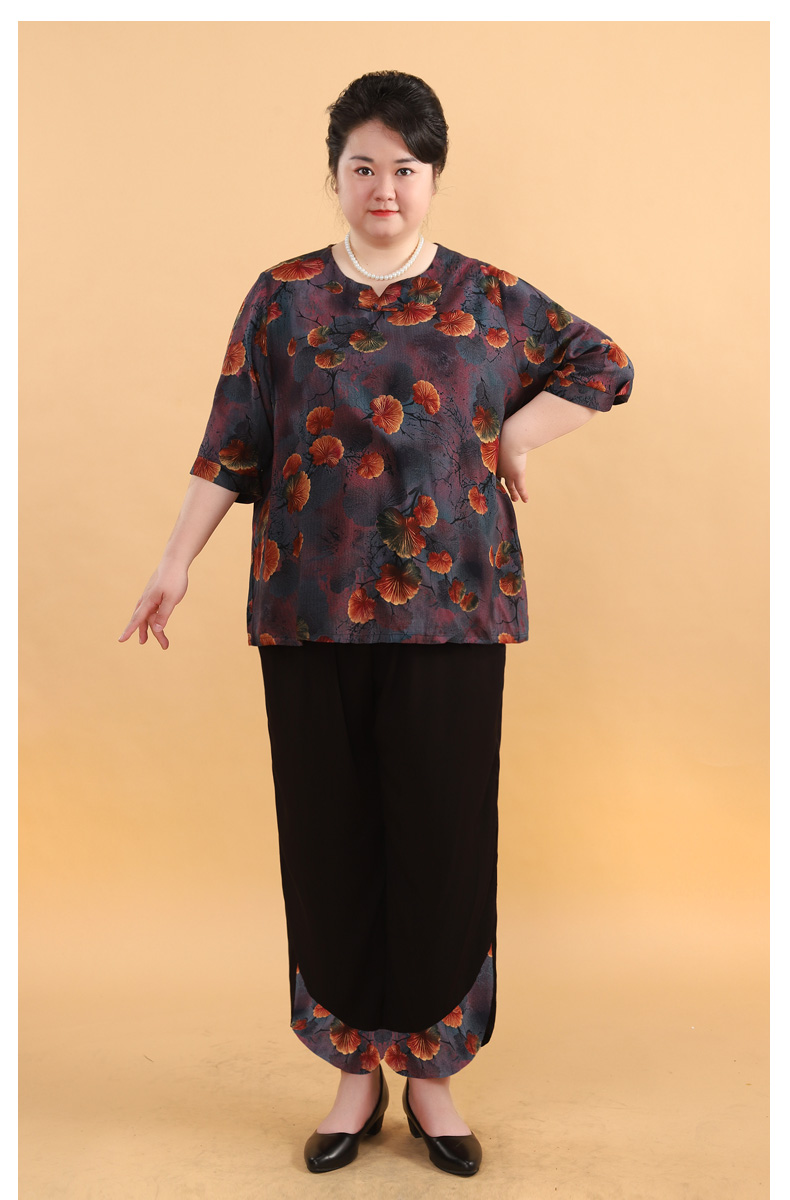 胖老太太特大码夏装加肥加大老奶奶夏季老人家夏天衣服7080岁套装200