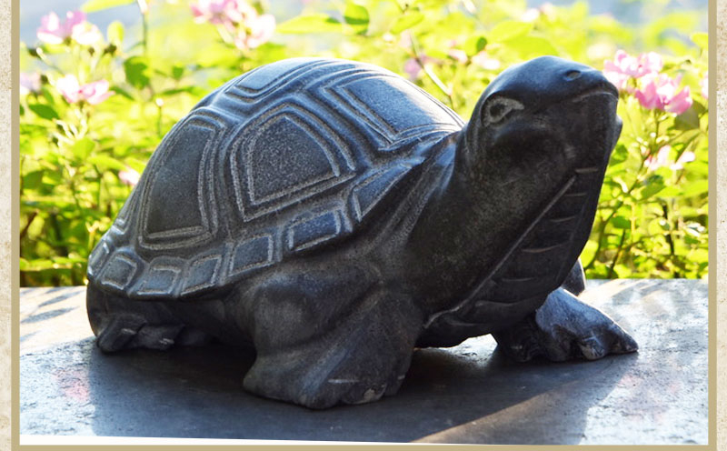 lism 石头乌龟摆件石龟石雕青石雕刻乌龟鱼池景观家居装饰 长60cm宽36