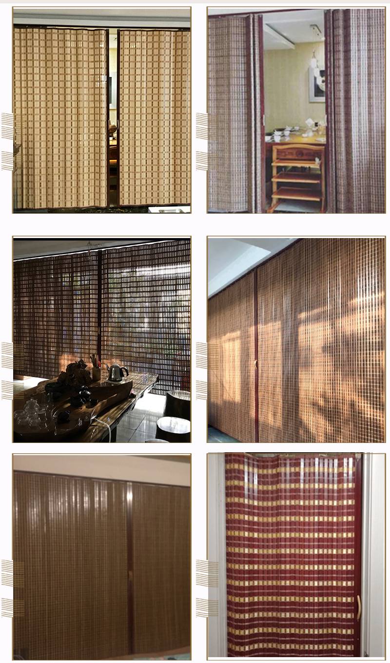 竹帘子推拉门帘隔断屏风折叠拉帘简易厨房客厅商铺滑道式悬挂吊帘