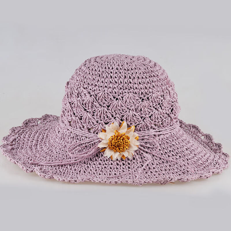 帽女草帽夏季手工编织草帽女夏防紫外可折叠线太阳帽女夏遮阳小清新