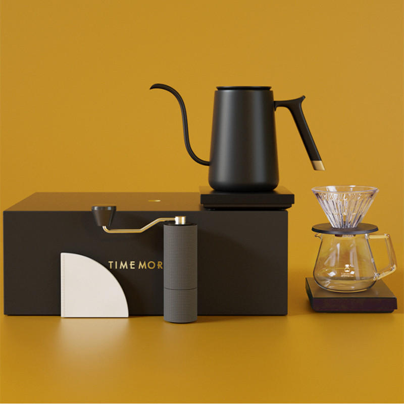 泰摩咖啡手冲壶家用咖啡套装温控手冲壶 磨豆机 电子秤 v型滤杯全套