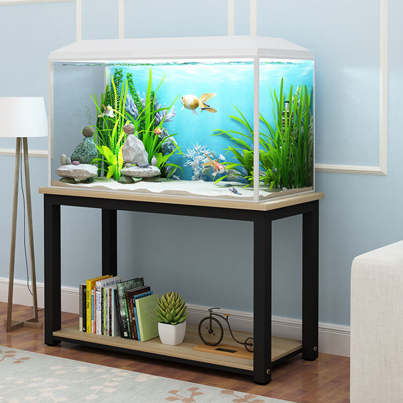 鱼缸架家用客厅落地式铁艺鱼缸底柜鱼缸底座鱼缸双层金属矮架子长60宽