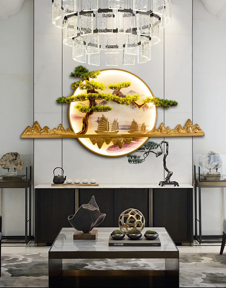 新中式茶室墙壁玄关客厅墙面装饰画沙发背景墙挂画禅意山水壁饰画一帆