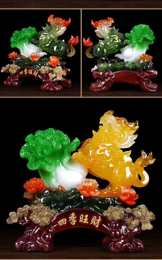 60玉白菜摆件貔貅摆件玉白菜店铺开业礼品送礼客厅办公室收银台金蟾