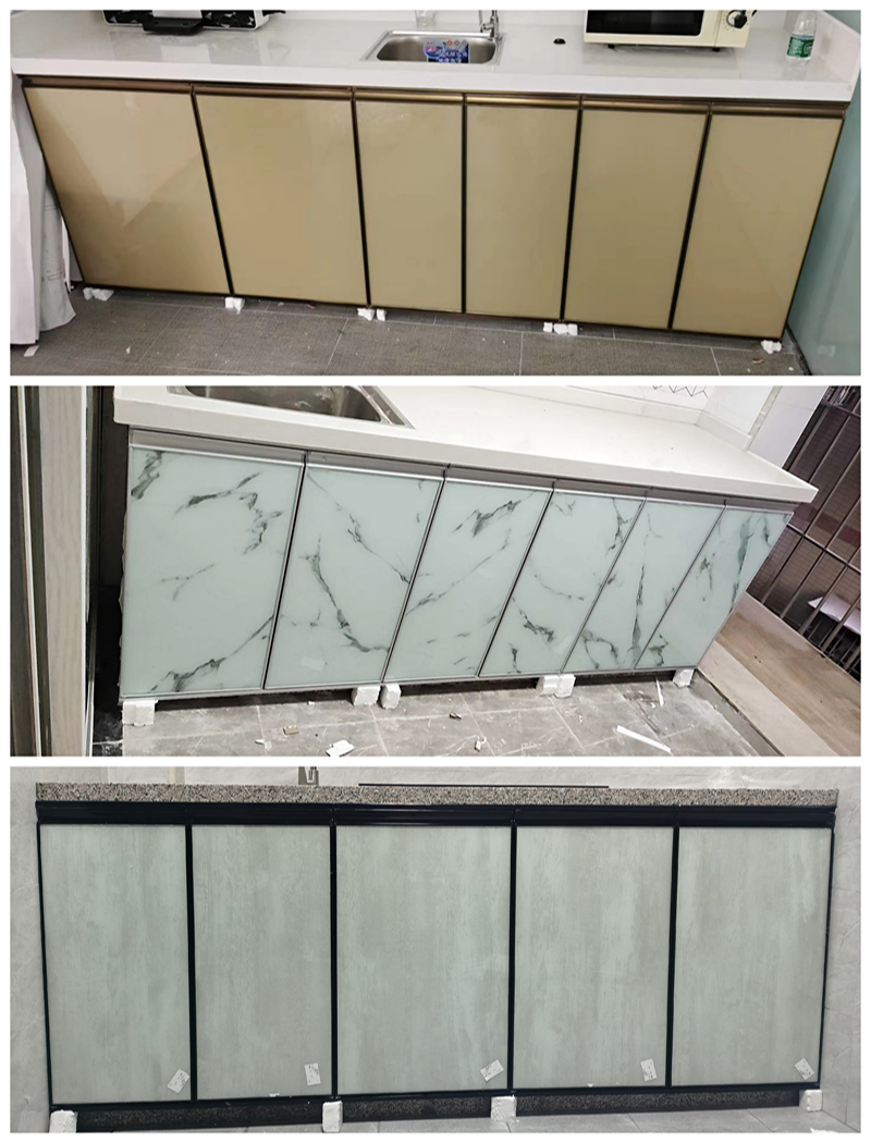 厨柜门面板橱柜门定做钢化玻璃晶钢门自装订做带框大理石瓷砖灶台门板
