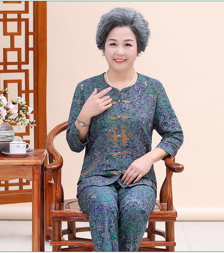 大妈衣服夏套装岁老人套装女夏季奶奶装中老年女装宽松棉绸上衣老太太