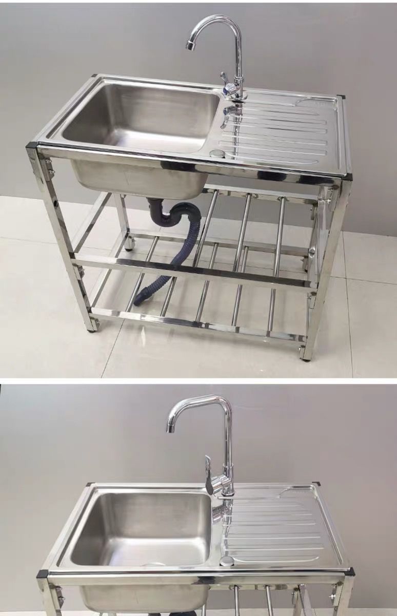 厨房不锈钢支架盆水槽双槽带水斗池盆架洗菜洗脸洗碗操作台面架子304