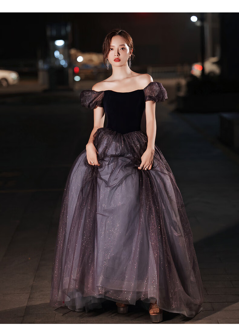 春季气质在逃公主氛围感连衣裙平时可穿蓬蓬裙礼服深色系显白衬肤色xs