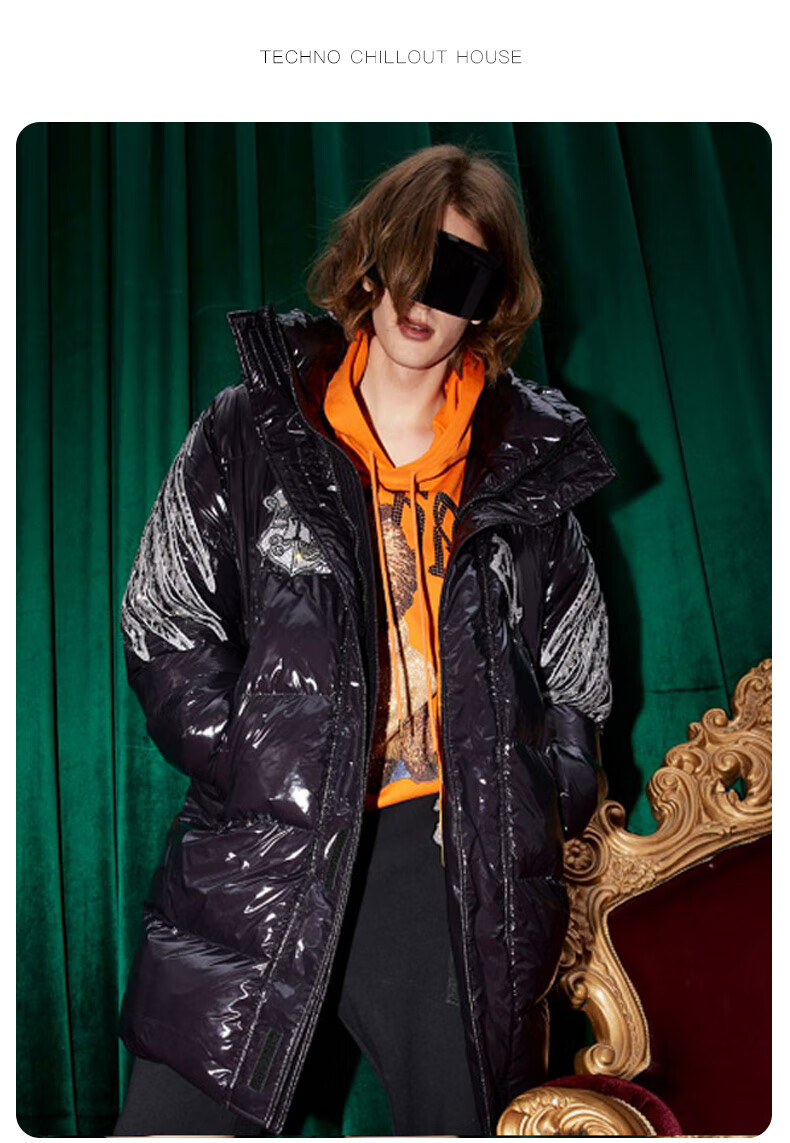 tch轻奢潮牌大翅膀重工高定羽绒服t214196002黑色m