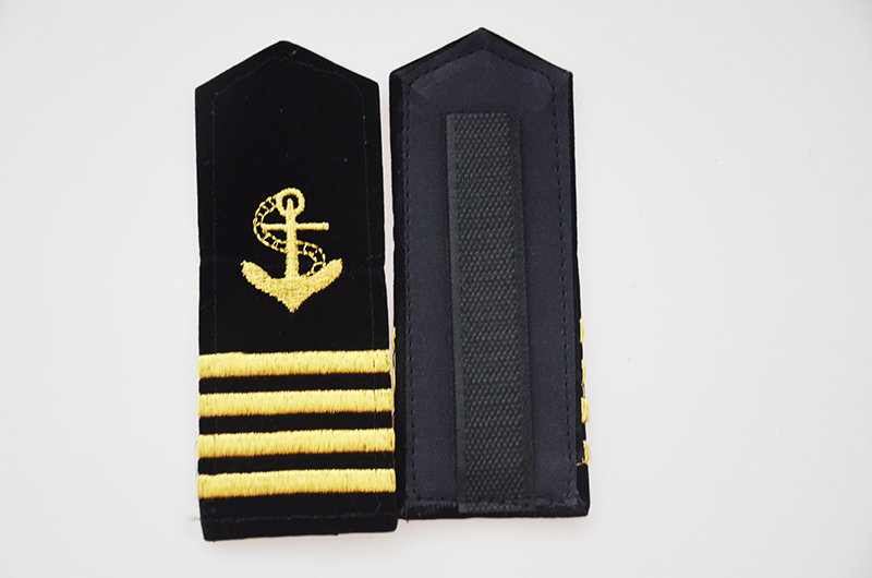 小米通用肩章男女海员船长大副水手轮机螺旋桨海锚绣花黑色魔术贴硬