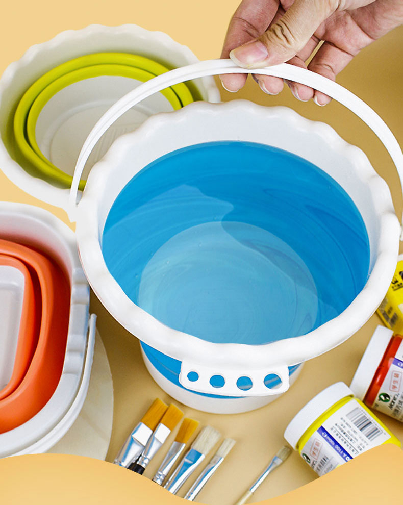 洗笔筒可折叠画画用水桶美术生水粉桶颜料洗笔筒水彩压缩小水桶便携涮