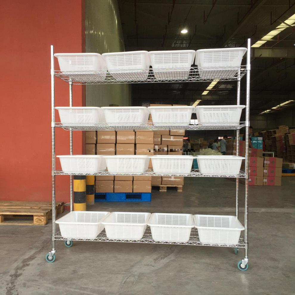 电商拣货车仓库快递分拣带轮工具车置物架物料推车拖车斜面分拣车支持