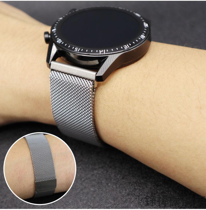 华为手表表带原装适用华为watch3gt342mm/gt2/gt2e手表表带金属米兰网