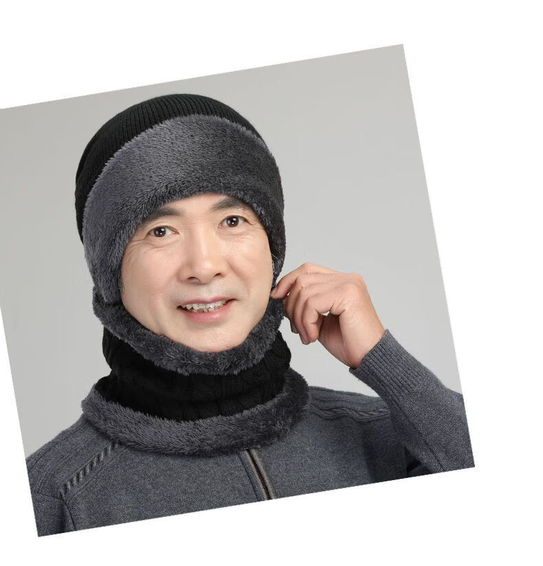 风雪帽冬季中老年人帽子男士毛线帽保暖老人帽子男冬天老年人爸爸爷爷