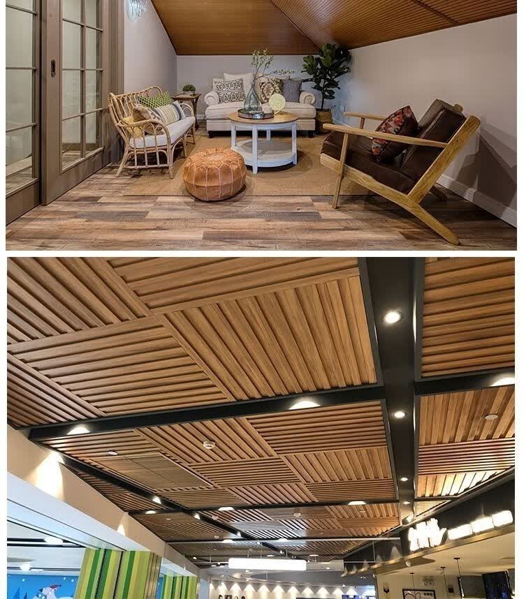 格栅板背景墙生态板木塑195长城板吊顶墙裙集成墙板免漆材料pvc扣板