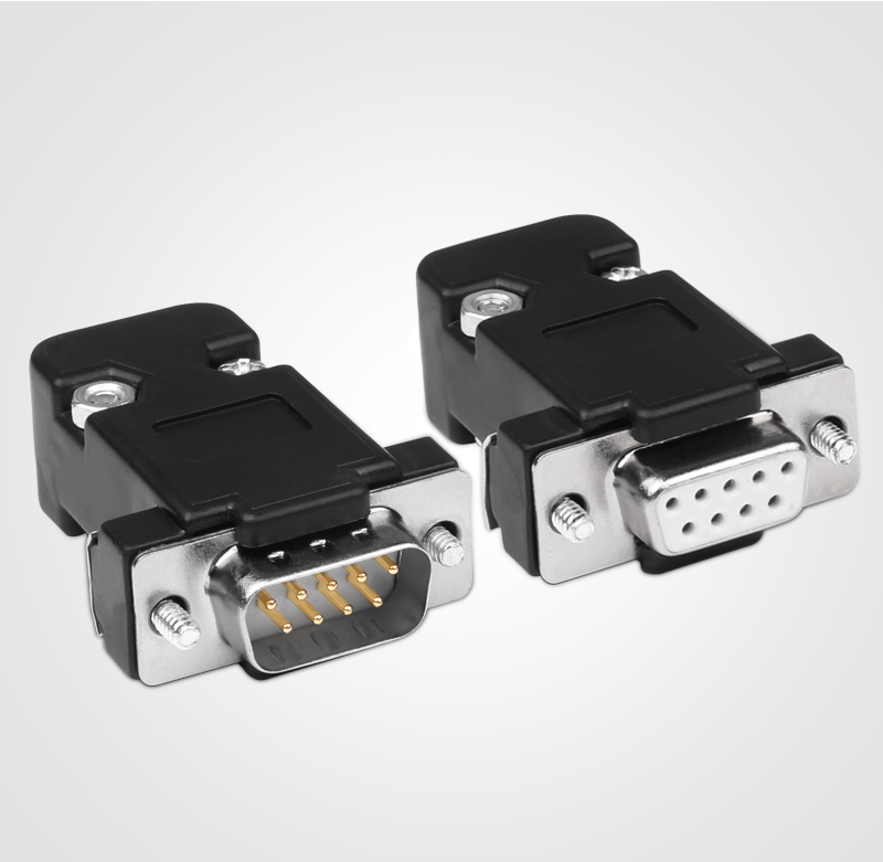 rs232串口头db99针9芯母头黑胶芯黑色外壳焊线式接插件焊接头单镀金公