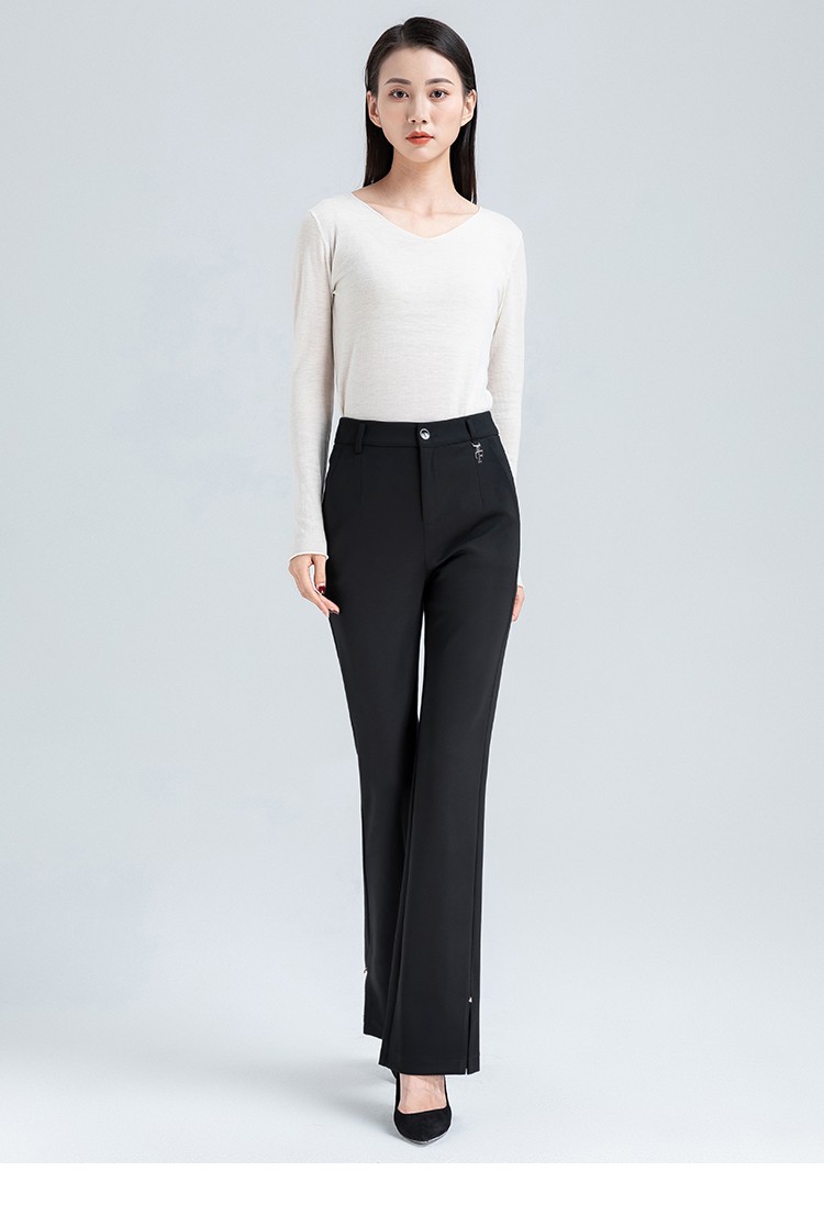 梦舒雅女裤开叉微喇休闲裤女2022春季新款高腰显瘦西装裤百搭喇叭长