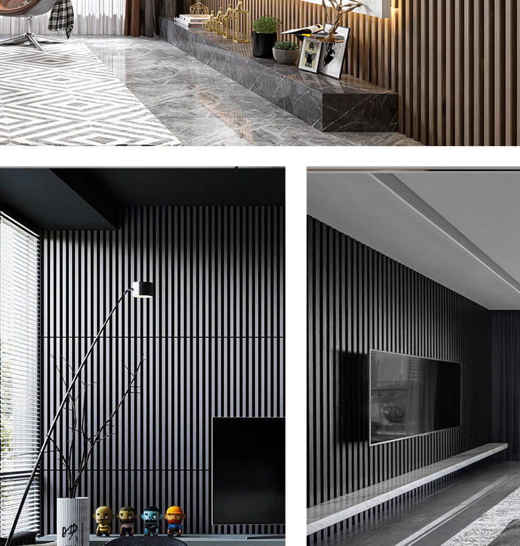 木格栅装饰板网红实木格栅背景墙现代轻奢简约电视墙玄关免漆长城护墙