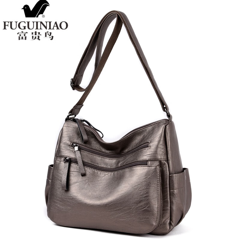 富贵鸟官方旗舰【专柜品质】妈妈包包女2021新款百搭中年斜挎包软皮大