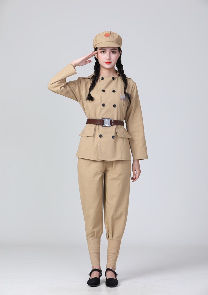 收藏志願軍抗美援朝49式軍裝成人紅軍演出服兒童八路軍 女棉麻志願款