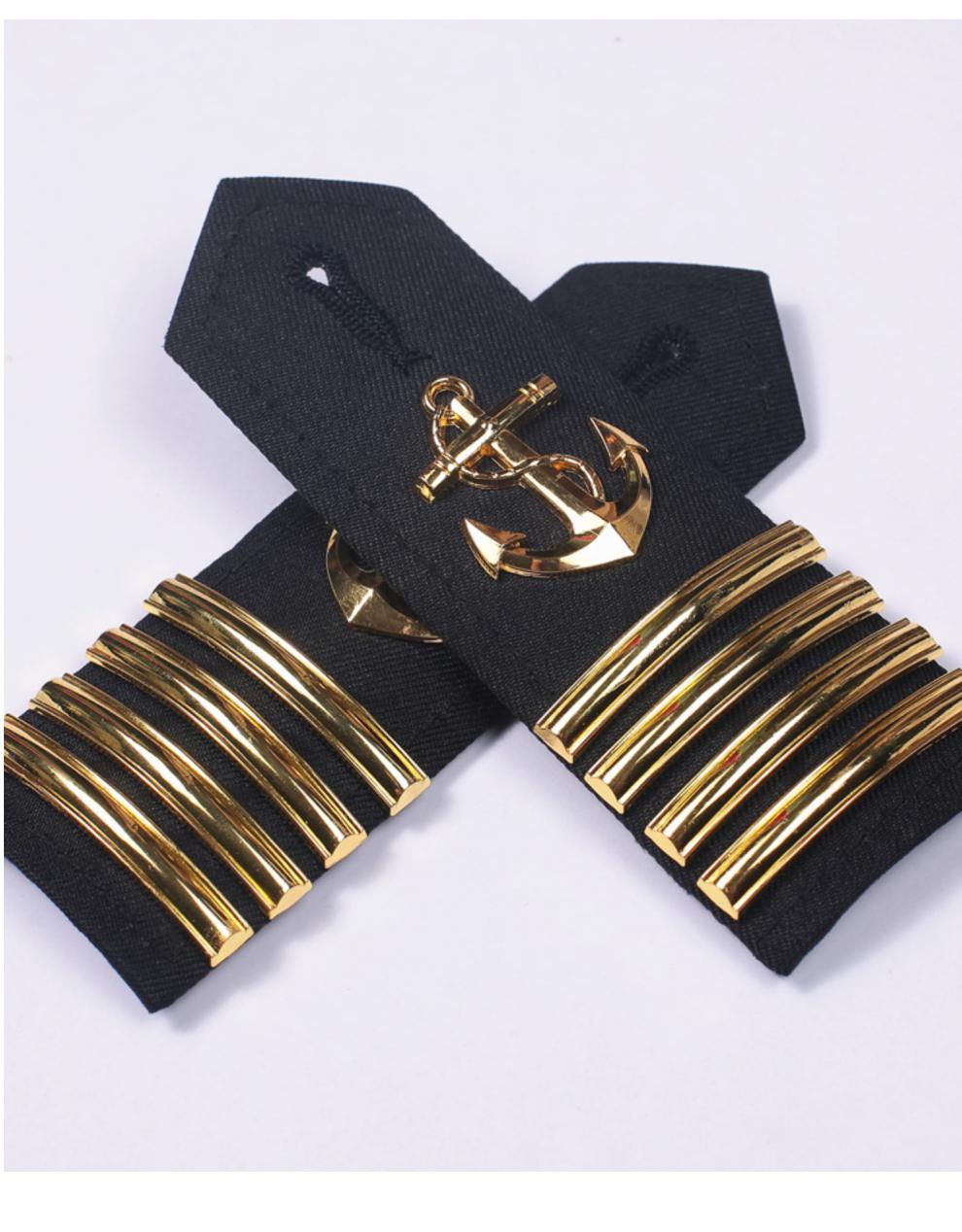 酷否新款海员船员弧型金属肩章船长轮机长大管轮海锚螺旋桨五角星肩牌