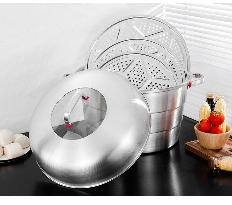 蒸馍锅大蒸锅商用特大号三层蒸馒头的锅超大40不锈钢55厘米蒸笼大号