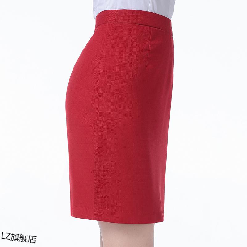 工作服女行服红色裙子工作裙半身裙包臀短裙一步裙西裙a字红色裙子xl