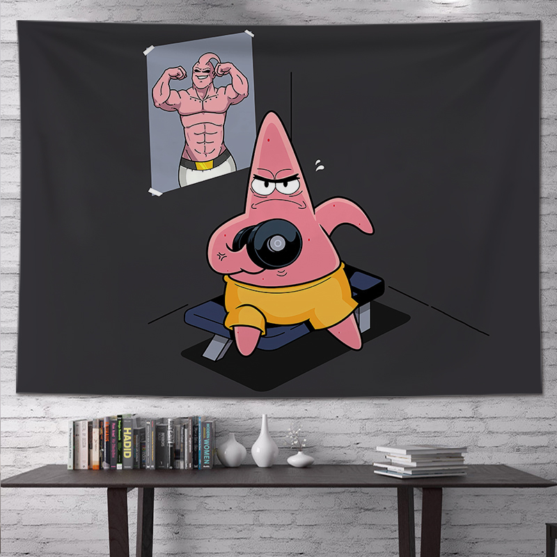 海绵宝宝背景布ins挂布床头宿舍儿童房卧室生日装饰派大星深灰色29