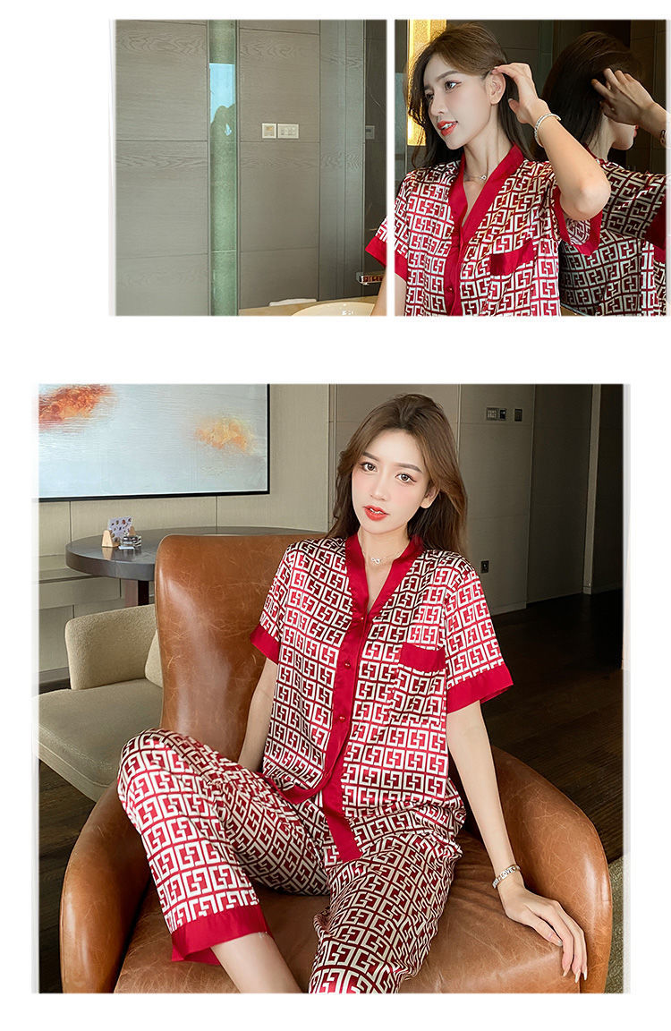 南通东蒂睡衣南通东帝睡衣家居服罗丽丝大码女胖mm200斤夏季冰丝短袖