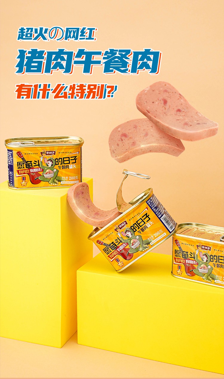 林家铺子午餐肉罐头200g2猪肉罐头即食下饭菜火锅速食食品