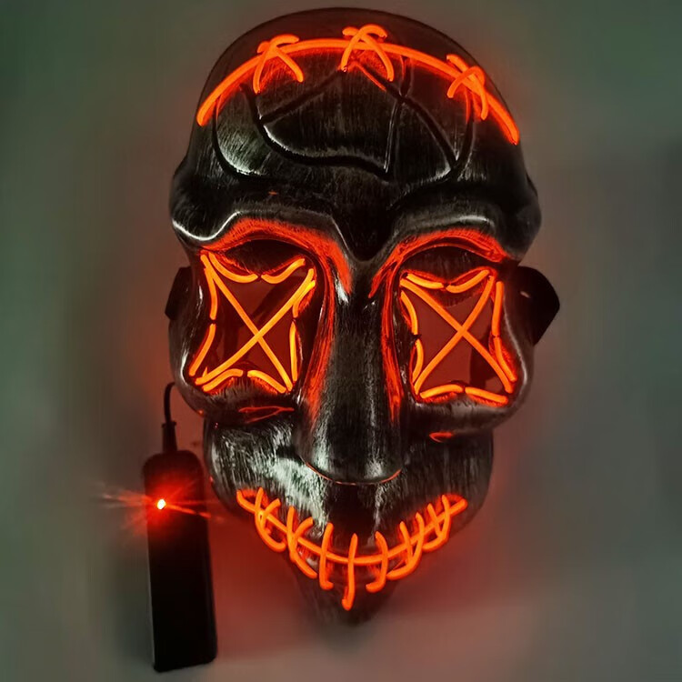迪士尼(disney)官方品牌万圣节led面具黑色鬼脸同款道具荧光v字恐怖
